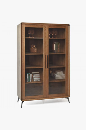 Zweitürige Vitrine Lissabon Nussbaum Eiche 200x125x50 cm